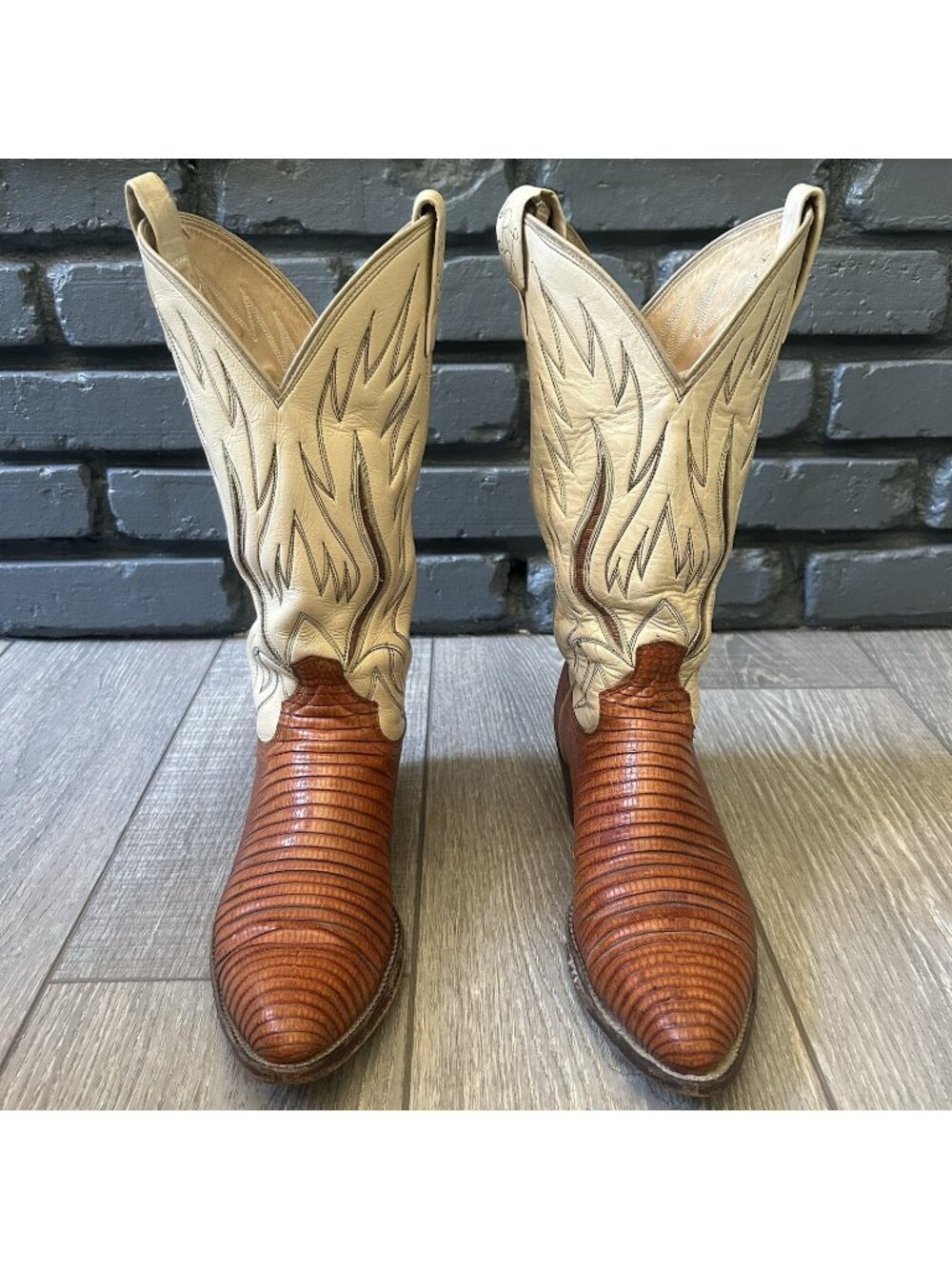 Polo Ralph Lauren Vintage Western Teju Lizard Cowboy Boots Mens 8 D
